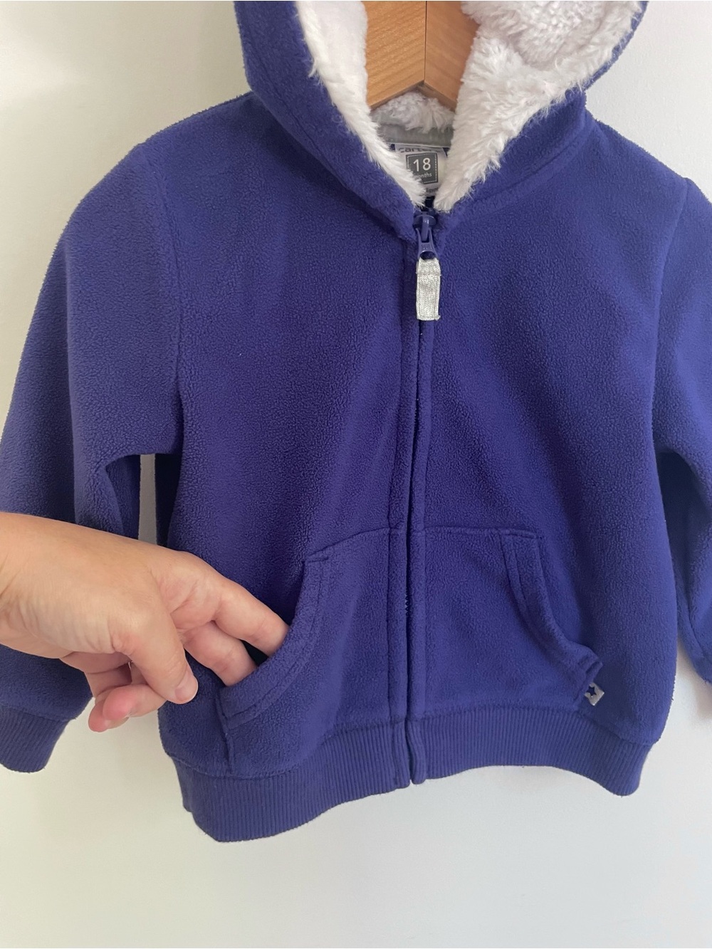 $5 💥Carter's Fleece Zip-Up Hoodie Sweatshirt Jacket, Sherpa Hood, Deep Indigo